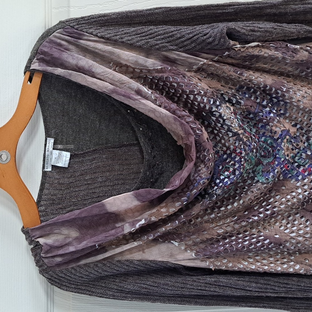 Alberto Makali Mixed Media Lightweight Stretchy Tunic Boho LagenLook Sweater Top - Picture 2 of 12